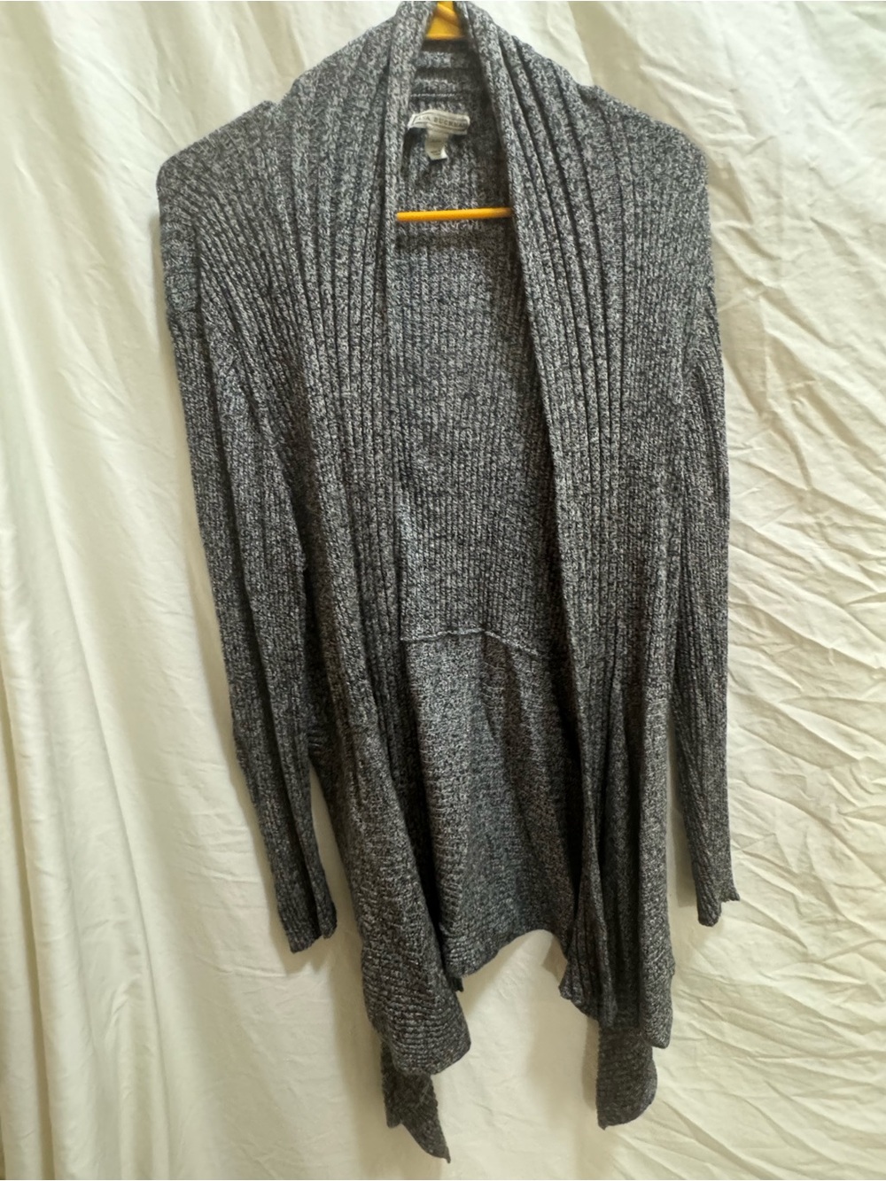 Dana Buchman Heather Gray Open-Front Draped Cardigan